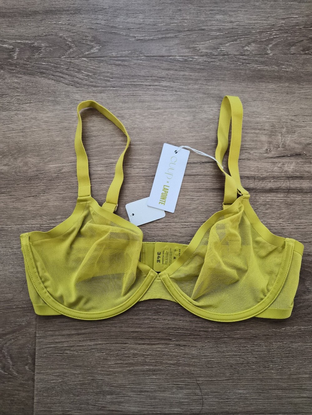 NWT Cuup x La Pointe The Plunge Sheer Lemon Yellow Underwire Bra